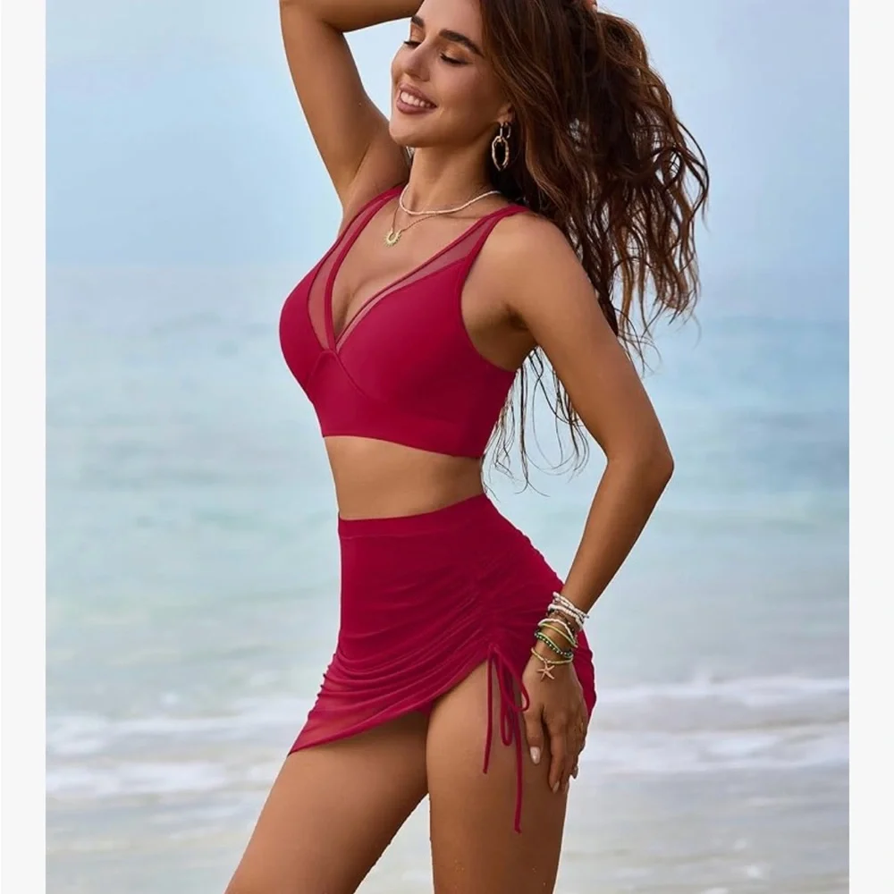 Chic Halter Red Bikini Set